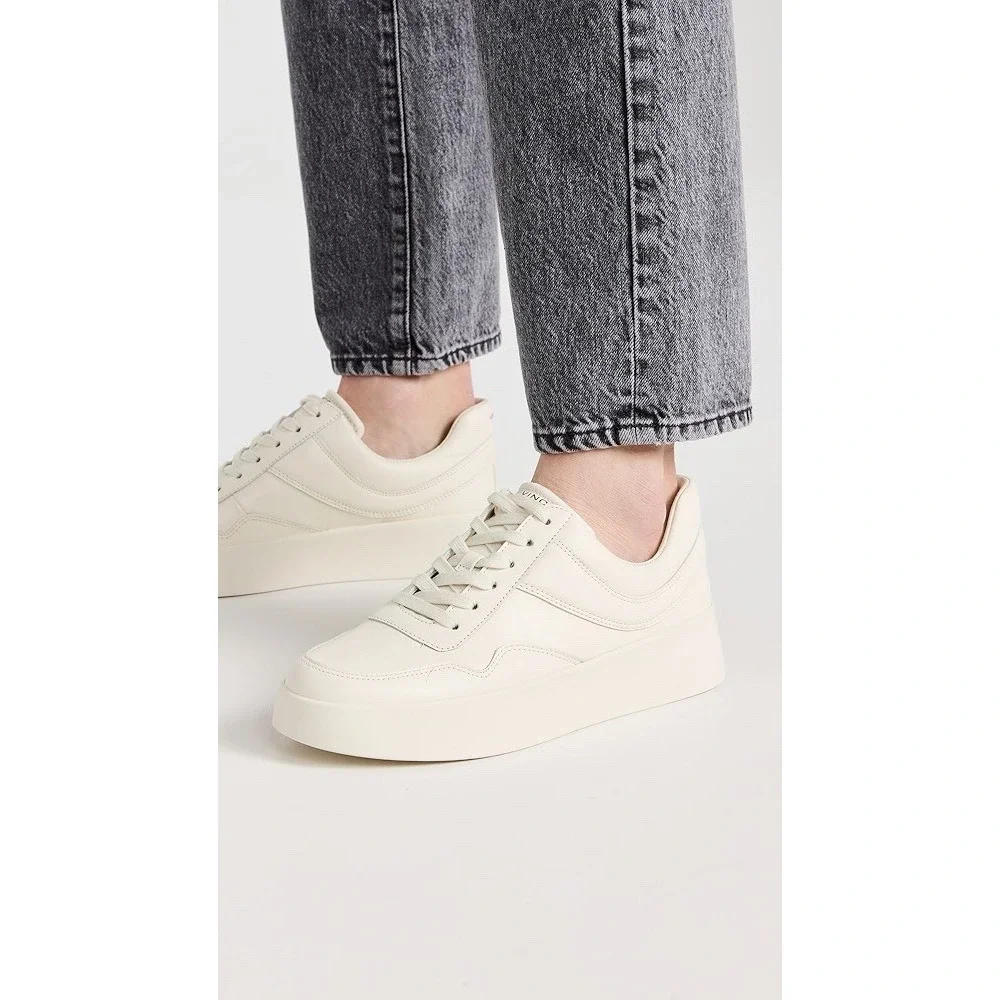 Vince Warren Court Women's Platform Sneakers Shoes White Leather Lace Up US 9